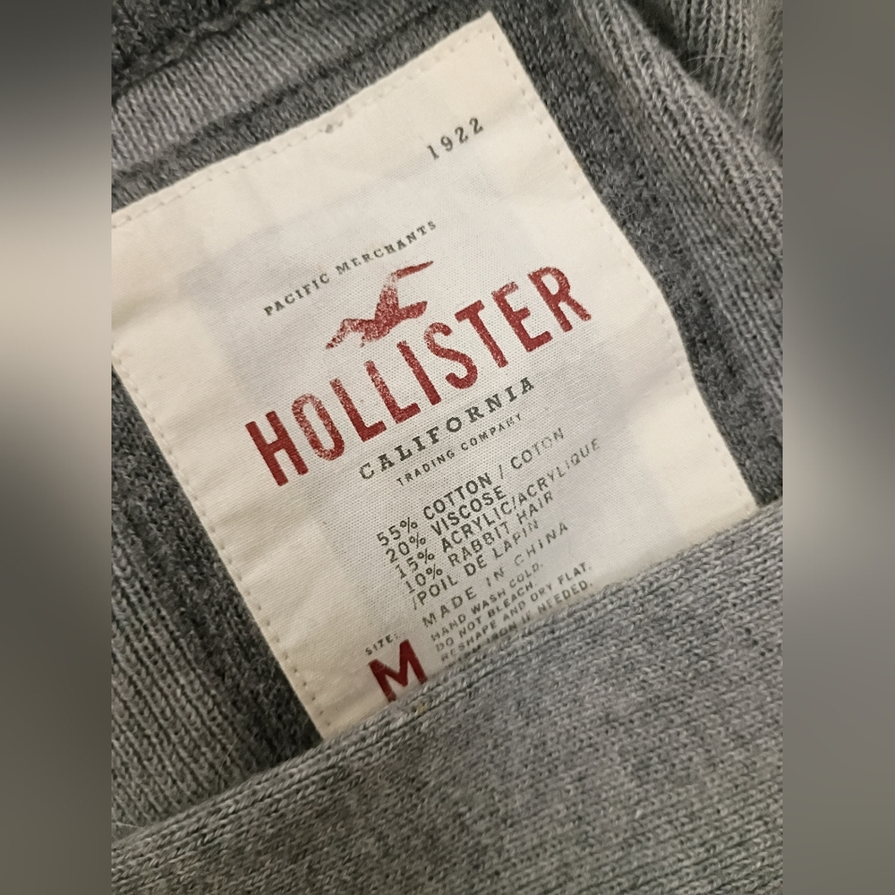 ♡ Y2K ♡ Hollister Grey Rabbit Hair Blingy Button Babydoll Cardigan Sweater - Picture 10 of 10